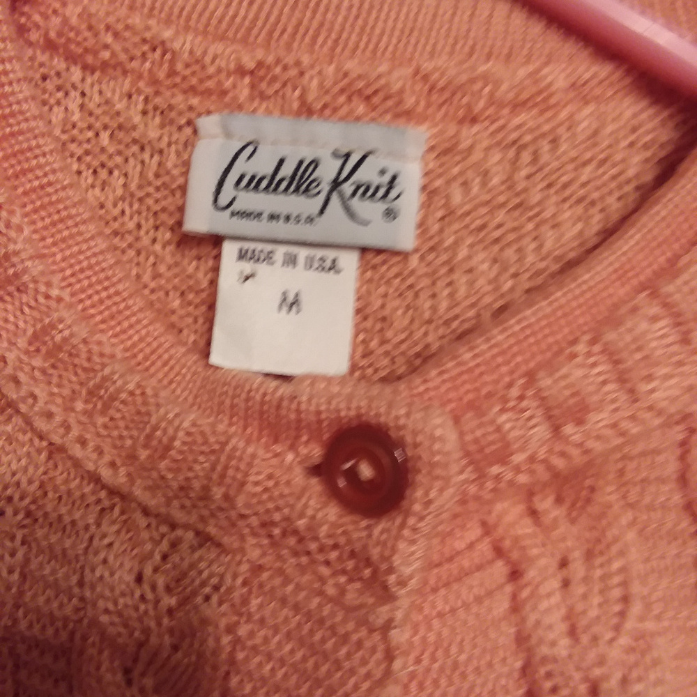 Cuddle Knit Mixed Knit Peach Cardigan